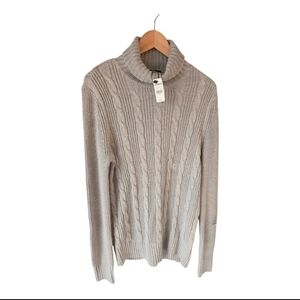 $79 Express Turtle Neck Cable Knit Sweater Sz Small Womens Gray Long Sleeve New